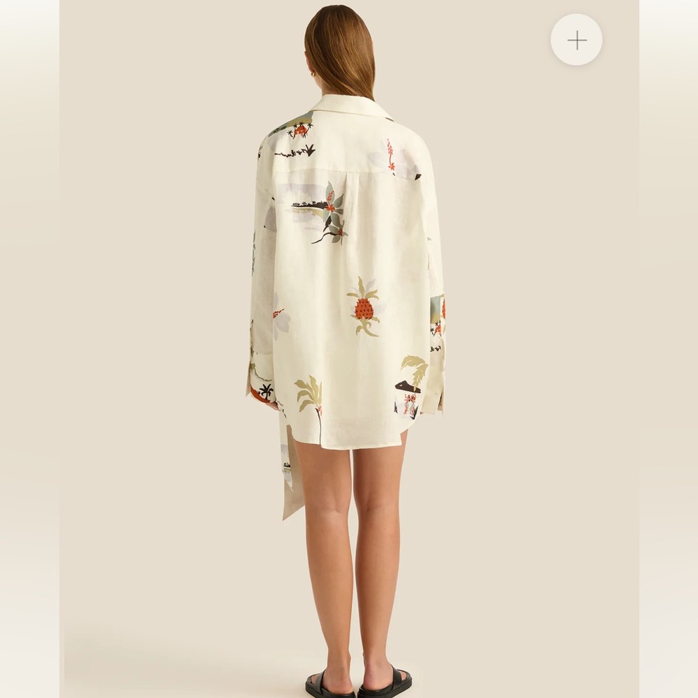 Soleil Soleil Keaton Shirt Hula Vacation Print Shirt Dress Tunic Button Top Sz 2 - Picture 6 of 15
